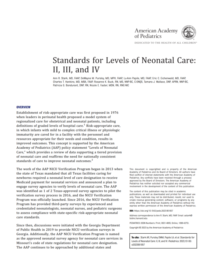 Evidenced Based Research Timeless Medical Systems   Standards For Levels Of Neonatal Care 670x837 